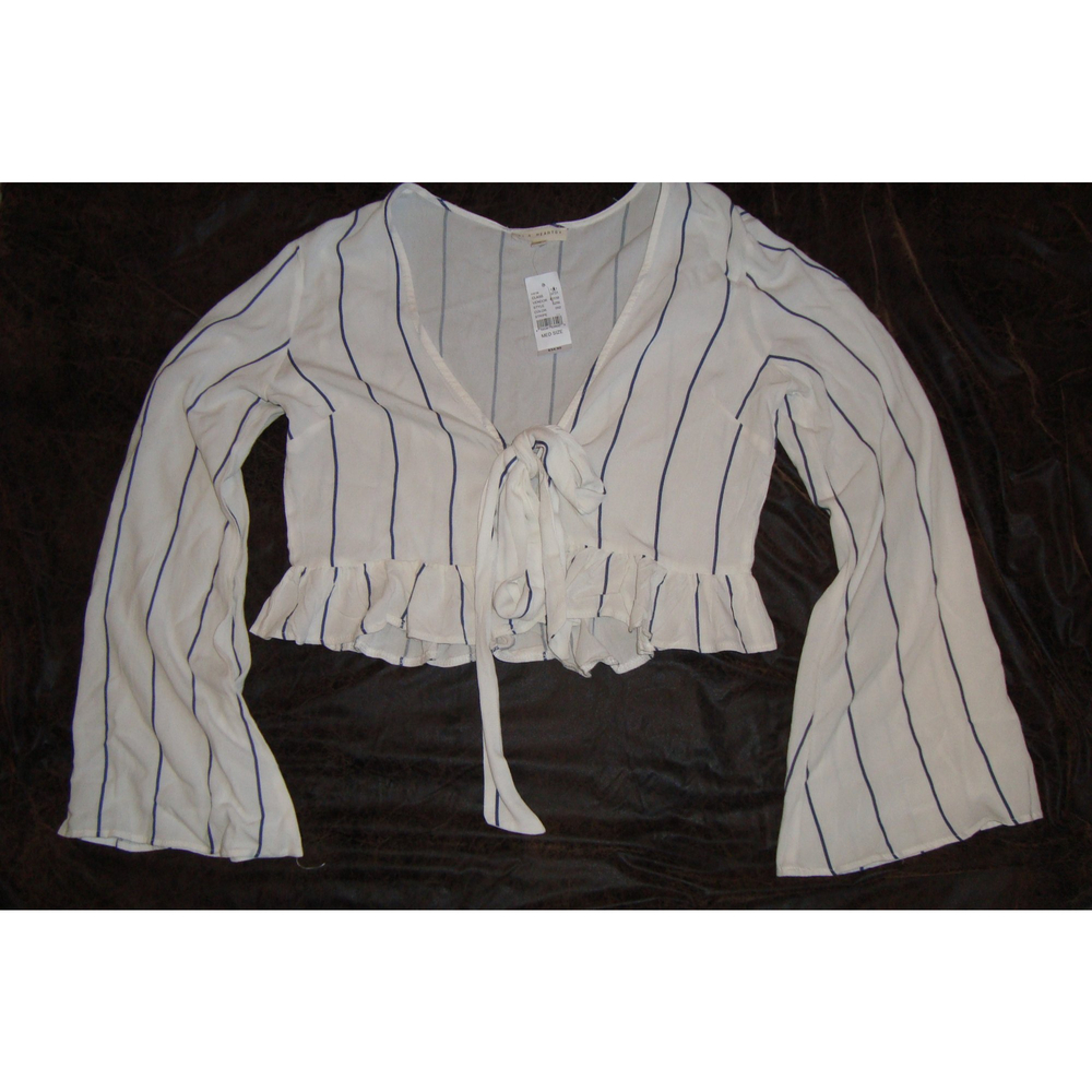 Pac Sun LA Hearts Ivory Blue striped top, size Medium, NWT